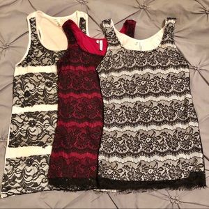 Lot of 3 Lacey Tank Tops